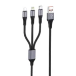 Καλώδιο FONENG X112 3-σε-1 (Type-C, Lightning, Micro USB) 3A 1.2m σε μαύρο χρώμα για γρήγορη φόρτιση.