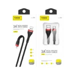 Καλώδιο FONENG X82 Micro USB 3A 1m σε μαύρο χρώμα για γρήγορη φόρτιση και μεταφορά δεδομένων.