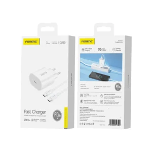 Φορτιστής Foneng EU39 PD 20W USB-C με καλώδιο USB-C σε USB-C, Λευκός
