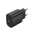 Μαύρος φορτιστής τοίχου Foneng EU51 GaN PD 25W με θύρα USB-C για γρήγορη φόρτιση κινητών.