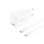 Φορτιστής Foneng EU55 20W USB-C GaN με καλώδιο Lightning σε λευκό χρώμα για iPhone.