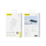 Φορτιστής πρίζας FONENG EU56 με θύρες USB-C PD 20W και USB QC3.0 σε λευκό χρώμα