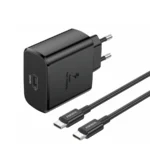 Μαύρος φορτιστής τοίχου Foneng EU62 GaN PD 45W με θύρα USB-C για γρήγορη φόρτιση συσκευών.