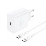 Ταχυφορτιστής FONENG EU62 GaN 45W PD USB-C λευκός με καλώδιο Type-C για γρήγορη φόρτιση