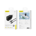 Φορτιστής τοίχου FONENG EU64 18W Quick Charge 3.0 με καλώδιο USB-C σε μαύρο χρώμα