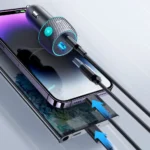 Μαύρος φορτιστής αυτοκινήτου Joyroom JR-CCN01 60W με θύρες USB-C και USB-A για γρήγορη φόρτιση.