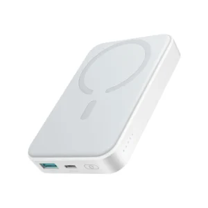 Joyroom Power Bank JR-W020 10000mAh MagSafe 20W σε λευκό χρώμα για γρήγορη φόρτιση iPhone.