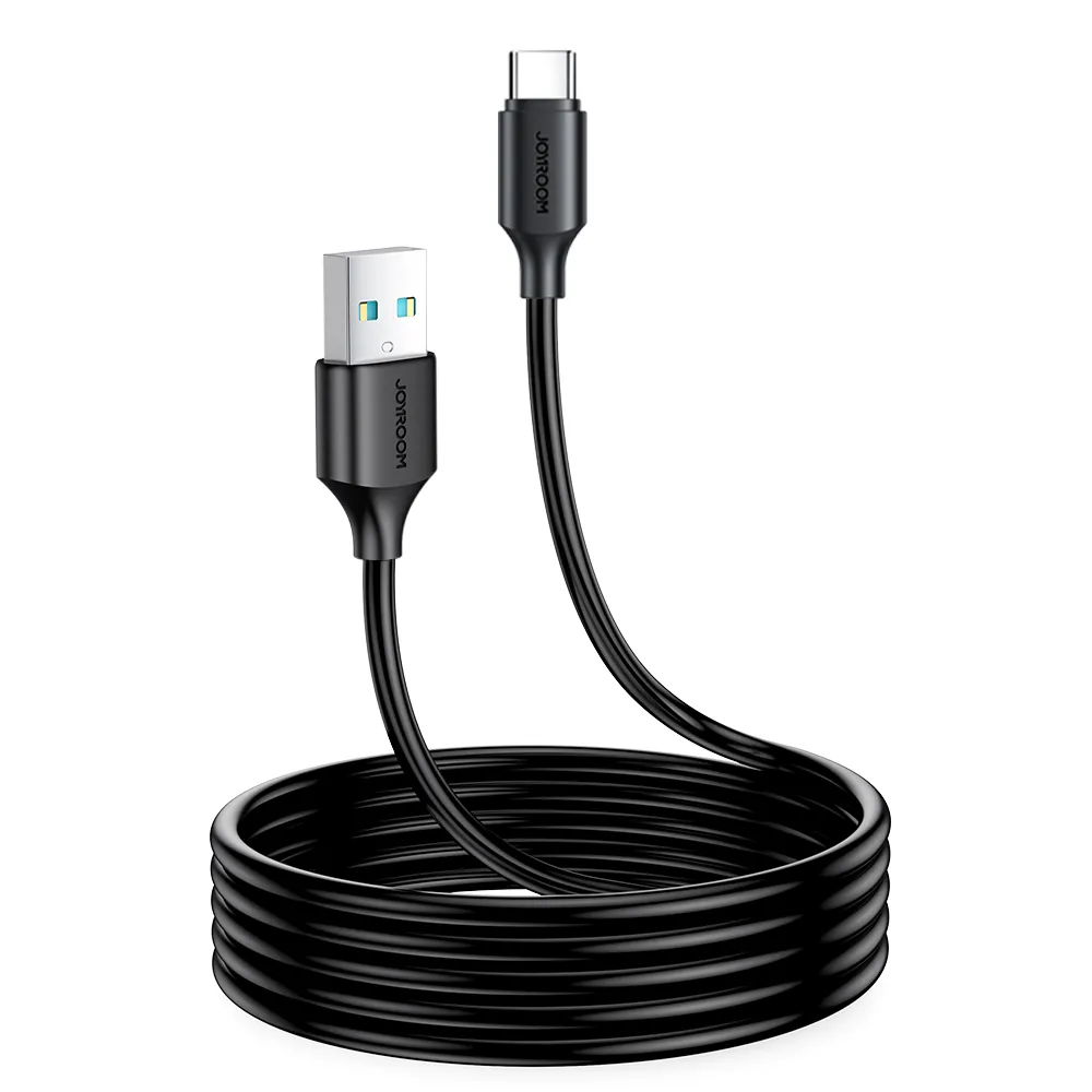 Καλώδιο Joyroom A9 USB-A σε USB-C 3A 2m σε μαύρο χρώμα για γρήγορη φόρτιση και μεταφορά δεδομένων.