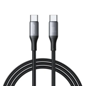 Καλώδιο Joyroom S-A28 USB-C σε USB-C 60W, 1m, μαύρο για γρήγορη φόρτιση smartphone και laptop.