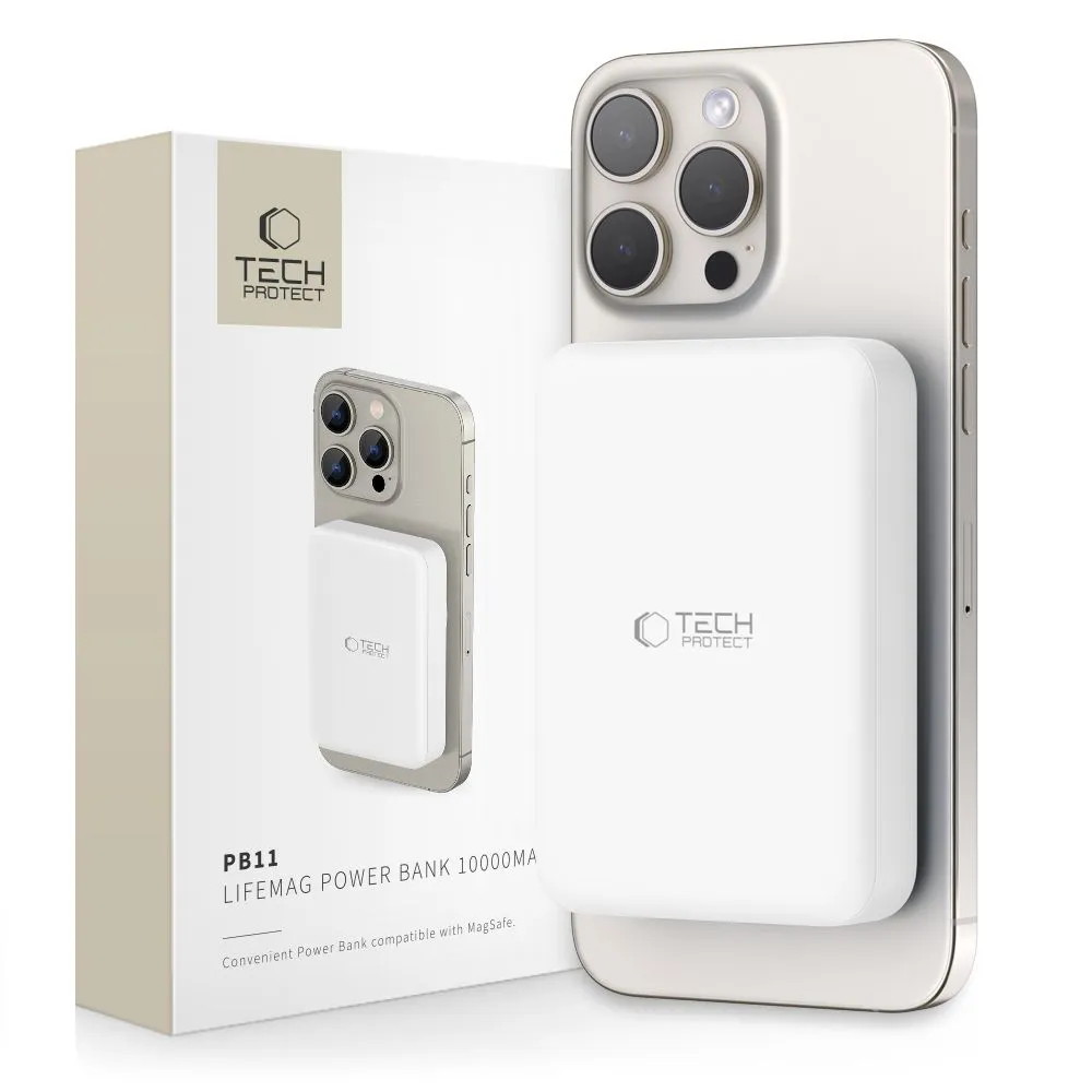 Tech-Protect LifeMag PB11 MagSafe Power Bank 10000mAh σε λευκό χρώμα για iPhone
