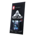 Anti-scratch Privacy Tempered Glass TFO screen protector for iPhone 16 Plus in black color.