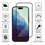 Προστατευτικό τζαμάκι οθόνης Tempered Glass 9D VMax για iPhone 15 Plus με μαύρο πλαίσιο