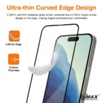 Προστατευτικό τζαμάκι Tempered Glass 9D VMax για iPhone 14 Pro Max με μαύρο πλαίσιο για πλήρη κάλυψη.