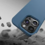 Σιλικόνη θήκη Etteri για iPhone 12 και iPhone 12 Pro σε σκούρο μπλε χρώμα για μέγιστη προστασία.