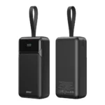 BWOO Power Bank 65W 30000mAh σε μαύρο χρώμα με οθόνη LCD για γρήγορη φόρτιση συσκευών.