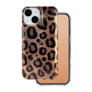 Θήκη iPhone 13 με σχέδιο Animal Print Panther σε καφέ και μαύρες αποχρώσεις για στυλ και προστασία.