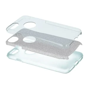 Silver glitter case 3in1 TFO for iPhone 16e and 17e with a shiny look