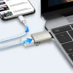 Αντάπτορας Joyroom S-H151 USB-C αρσενικό σε USB-A θηλυκό σε ασημί χρώμα με υποδοχή για λουράκι.