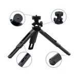 Hurtel Mini Tripod και Selfie Stick για κινητά και GoPro, μαύρο χρώμα, ύψος 16-21cm.