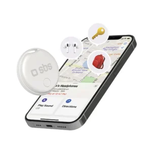 SBS Track My Circle Locator σε λευκό χρώμα, συμβατό με Apple Find My για εύρεση αντικειμένων.