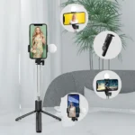 Hurtel Selfie Stick WR1YXS με τρίποδο 0.71m και στρογγυλή λάμπα LED σε μαύρο χρώμα