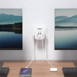 Tech-Protect PCL3x4 Πολύπριζο με 3 πρίζες AC, 2 θύρες USB-A και 2 USB-C σε λευκό χρώμα.