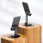 Μαύρη επιτραπέζια βάση Wozinsky WPT-K393 για κινητά τηλέφωνα και tablet, στιβαρή κατασκευή.