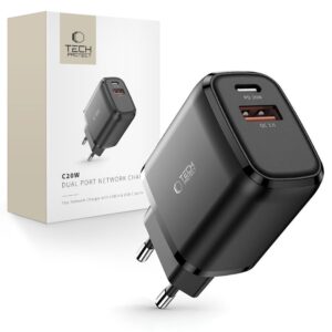 Tech-Protect Charger C20W USB-C PD 20W / USB-A QC 3.0 Black