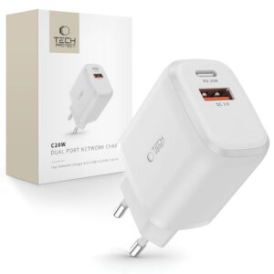 Tech-Protect Charger C20W USB-C PD / USB-A QC 3.0 White