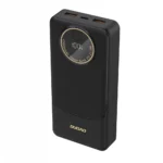 Μαύρο Power Bank Dudao K12Pro 20000mAh 22.5W με θύρες USB-C και USB-A για γρήγορη φόρτιση.