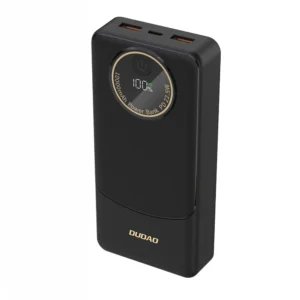 Μαύρο Power Bank Dudao K12Pro 20000mAh 22.5W με θύρες USB-C και USB-A για γρήγορη φόρτιση.