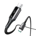 Καλώδιο Joyroom S-A60 StarTalk USB-C σε USB-C 100W 1.2m σε μαύρο χρώμα για γρήγορη φόρτιση κινητών και laptop.