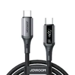 Μαύρο καλώδιο Joyroom S-A60 StarTalk USB-C σε USB-C 100W, μήκους 1.2m, για γρήγορη φόρτιση κινητών και laptop.