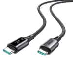 Μαύρο καλώδιο Joyroom S-A60 StarTalk USB-C σε USB-C 100W 1.2m για γρήγορη φόρτιση συσκευών.