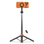 Selfie stick και τρίποδο Tech-Protect L10S Bluetooth σε μαύρο-πορτοκαλί χρώμα για κινητά.