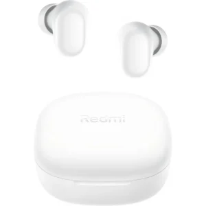 Λευκά ασύρματα ακουστικά Xiaomi Redmi Buds 6 Play TWS με θήκη φόρτισης.